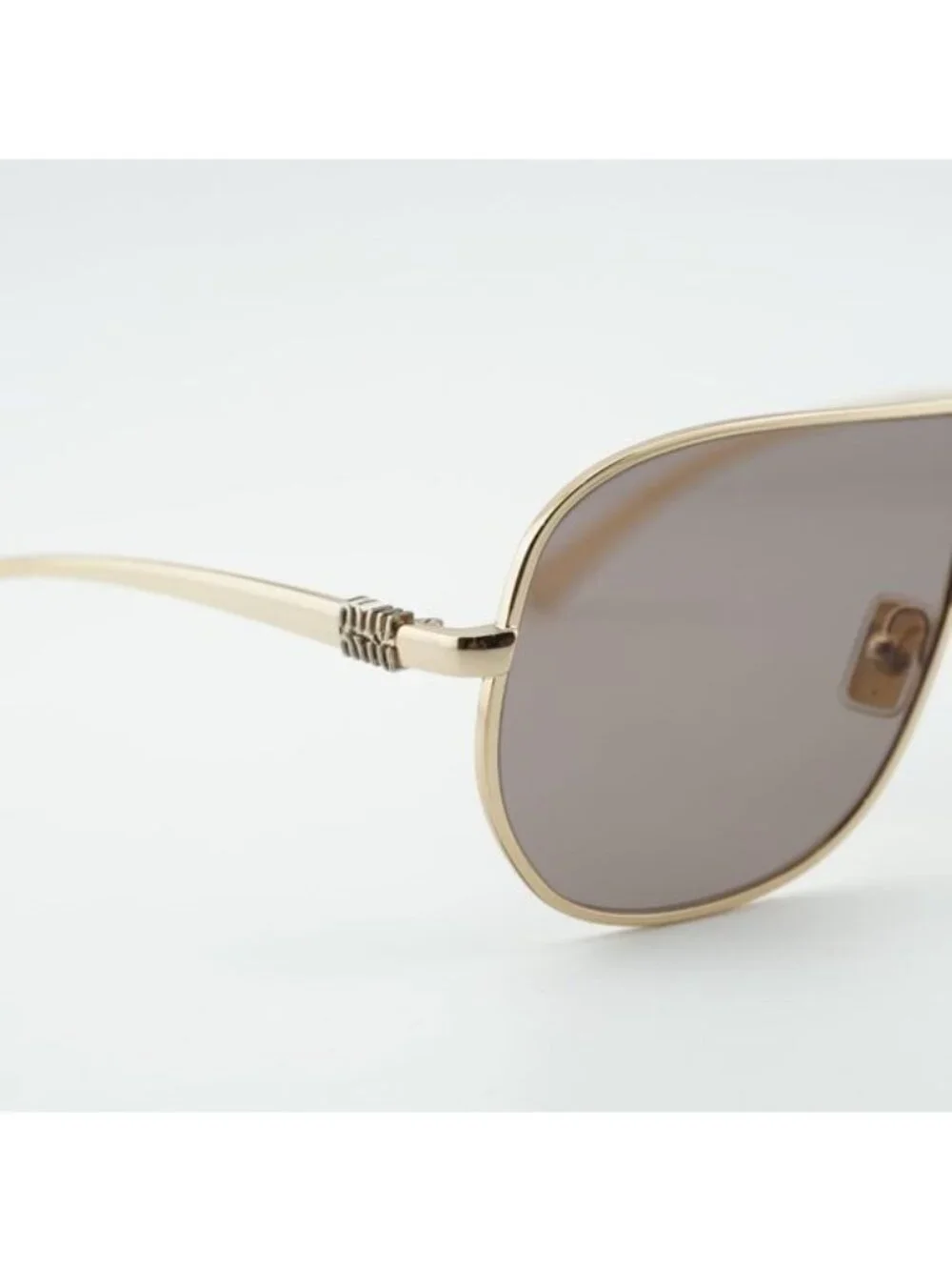 Miu Miu MUA56S 5AK20I Sunglasses Gold Geometric Frame, Purple Brown Lenses